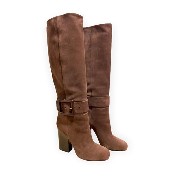 Gucci Brown Suede Kesha Buckle Knee High 38EU Boot - Picture 1 of 16
